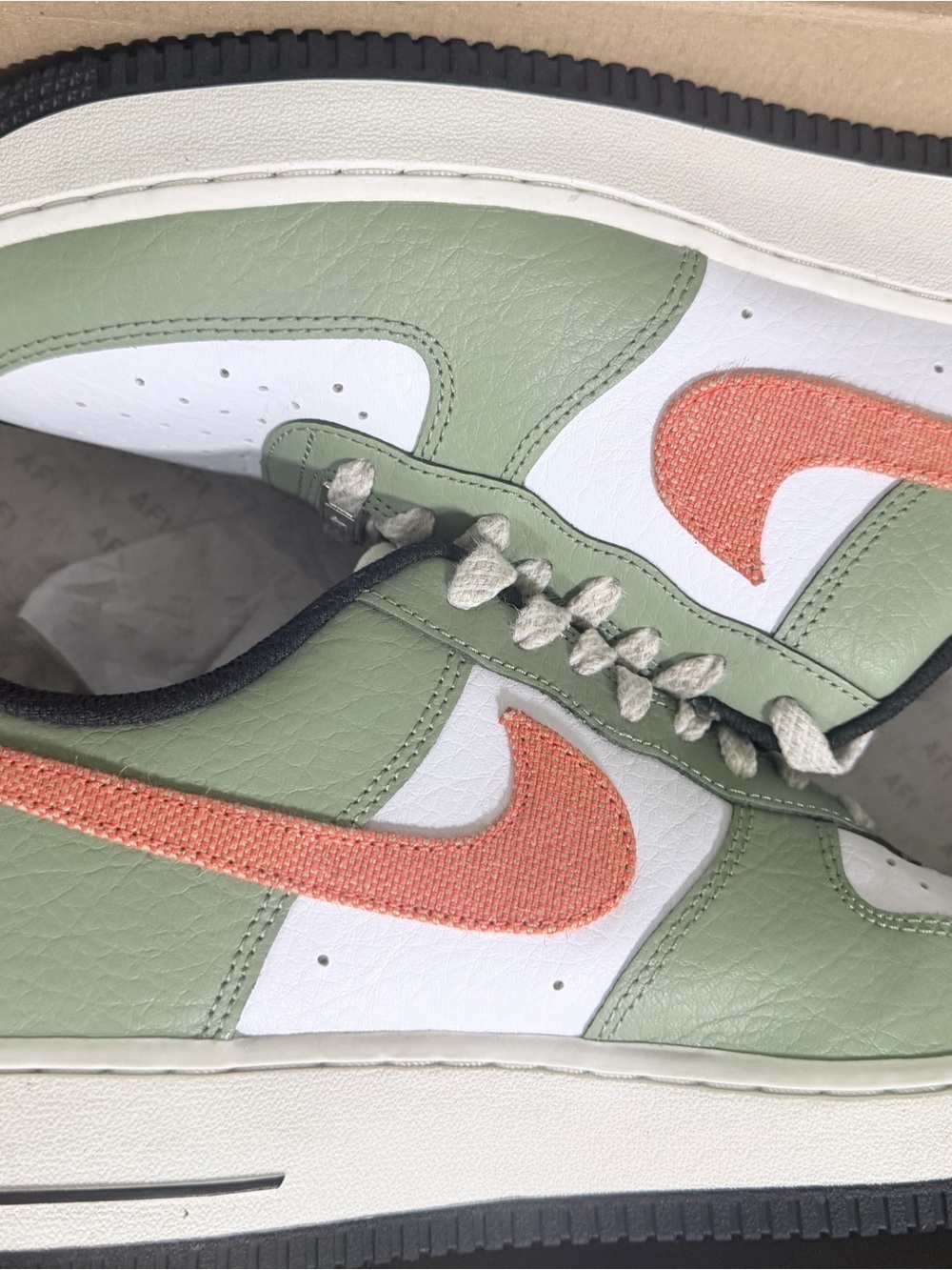 Nike Low Top Sneaker — Olive Green, White & Orange - Picture 10 of 10